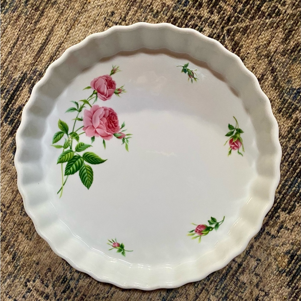 🔥Christineholm Roses Flan or Quiche Porcelain 9.75” Fluted Dish🔥